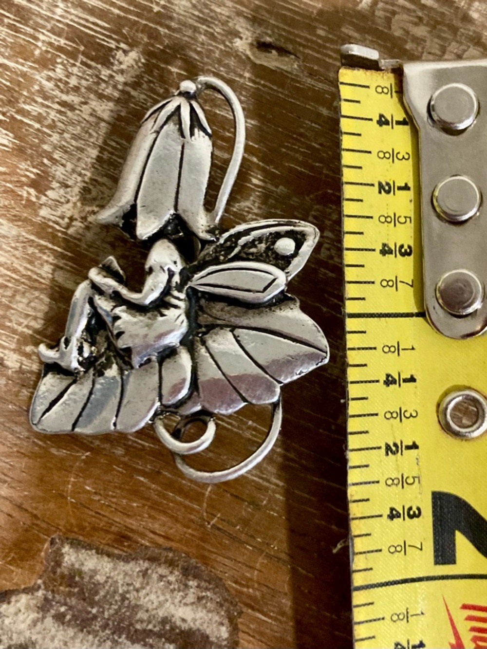 Vintage Sterling Fairy Brooch MASJ 1995 • Nature Leaf Flower Pin Cottagecore - Picture 9 of 10